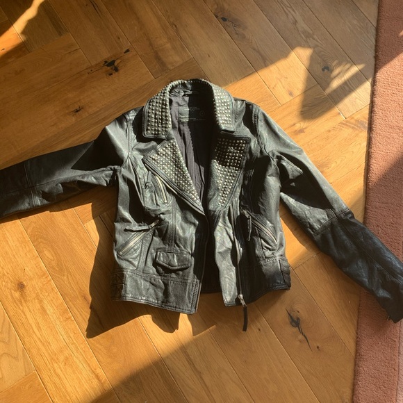 All Saints Jackets & Blazers - All Saints studded leather moto jacket
